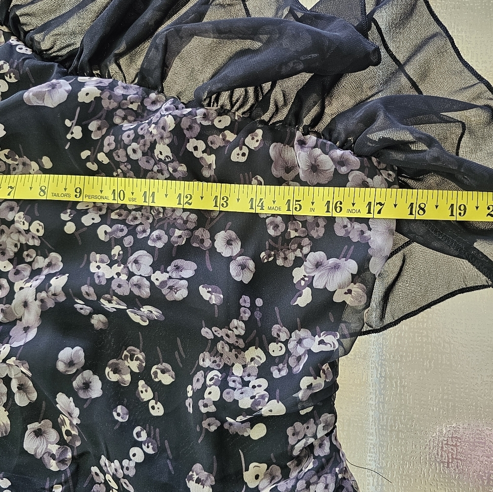 Cedico Floral One Shoulder Ruffle Mini Dress | M Romantic Boho Party Cocktail - Picture 12 of 14